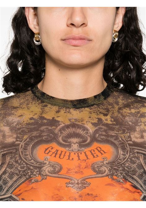 top long sleeves mesh printed médaillon donna multicolor JEAN PAUL GAULTIER | 25/03-W-TO305-M006P004115